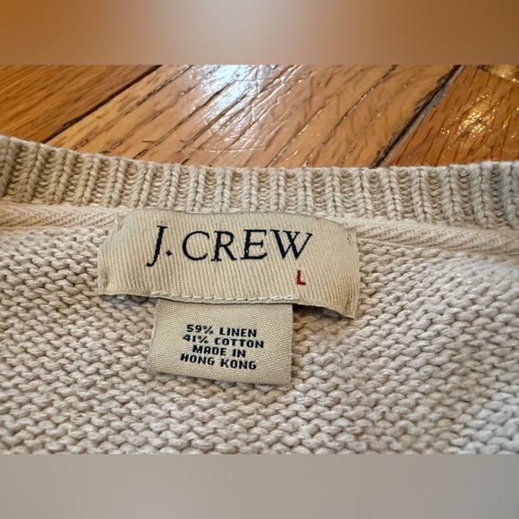 J Crew Pullover V-Neck Sweater Beige 59% Linen 41% Cotton Men’s Size Large - Picture 3 of 10